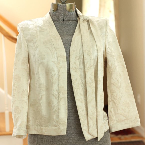 L'WREN SCOTT Madame Du Barry 2010 Off-White Floral Jacquard Jacket - Picture 1 of 6